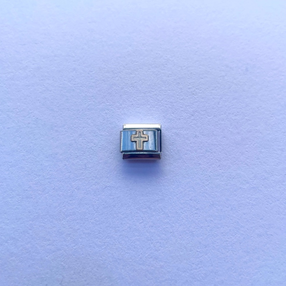 White Cross Italian Charm